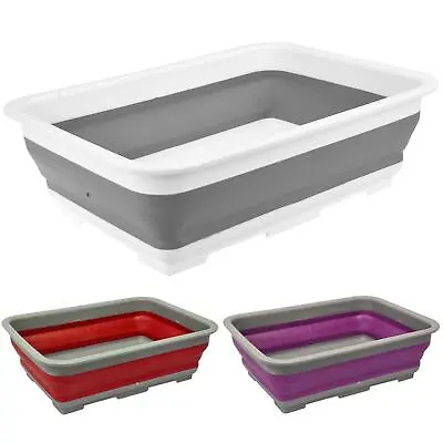 Foldable Collapsible Washing Up Bowl 7L Bucket Dishwashing Tray Camping Kitchen • £7.99