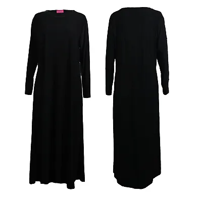 £13.49 • Buy Plain Black Abaya Pockets Women Maxi Long Dress A Line Jilbab Size 1012 To 14-16