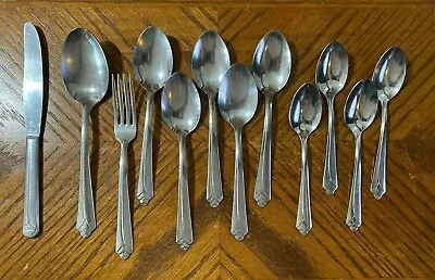 Ecko Eterna EK19 Stainless Knife Fork Soup Serving Spoons Teaspoons Lot Of 12 • $14.95