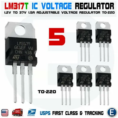 5pcs LM317T LM317 Adjustable Linear Voltage Regulator IC 1.2V To 37V 1.5A USA • $3.78