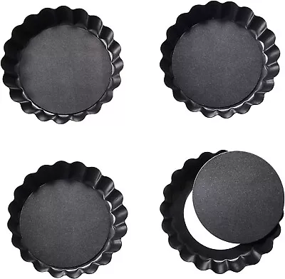 £8.99 • Buy 4 Round Baking Tins.4 Inch Cheesecake Tin Mould.Removable Bottom Mini Tart Pans