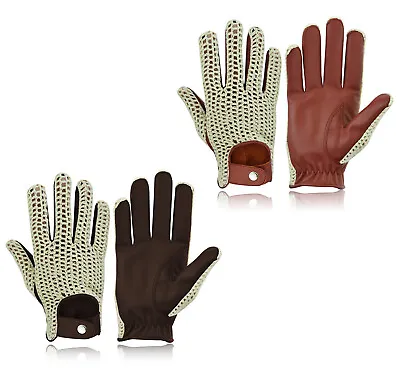 New Men's Driving Gloves Chauffeur Leather Dress Fashion Cotton Mesh Summer • $12.42