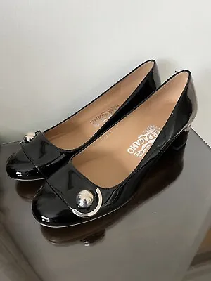 BNWT Salvatore Ferragamo Black Patent Leather Pemba Shoes Size 7 C • $249