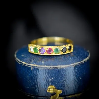 2Ct Lab Created Sapphire Eternity Rainbow Band Ring 14K Yellow Gold Plated • $128.98