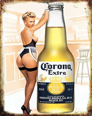 Corona Extra Beer Sexy Pin Up Girl Man Cave Metal Plaque Sign Others Listed 554 • £6.99