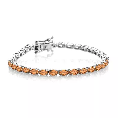 Sterling Silver Madeira Citrine Oval 6X4 MM Natural Precious Tennis Bracelet • £60.62