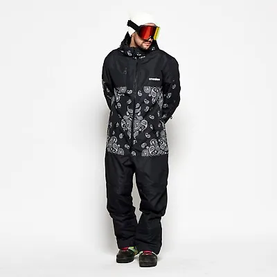 Men's Oneskee One Piece Original Pro X Snow/Ski Suit - Black Bandana Size Large • $198.94