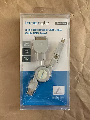 Innergie 3 In 1 Retractable USB To Apple 30-pin/Micro USB/ Mini USB Cable NEW • $8.99