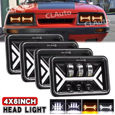 4PCS 4x6 Inch LED Headlights High/Low Beam W/DRL Bulb For Ford Mustang 1979-1986 • $90.83