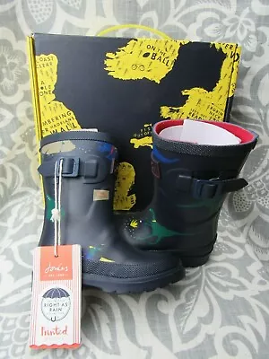 Joules Boys Blue Dino Dinosaur Welly Wellingtons Wellies Kids Size Us 9 / Eu 25 • $28.99