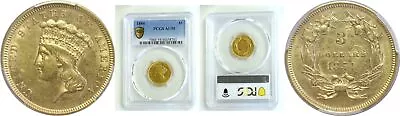 1854 $3 Gold Coin PCGS AU-55 • $1902.70
