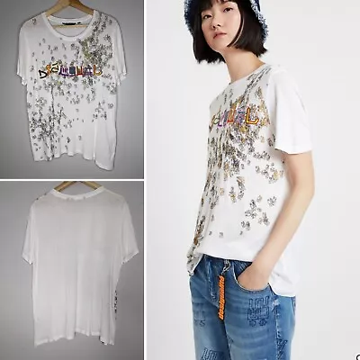 Desigual Sz XL Oriental Logo Tee Top AS NEW • $45