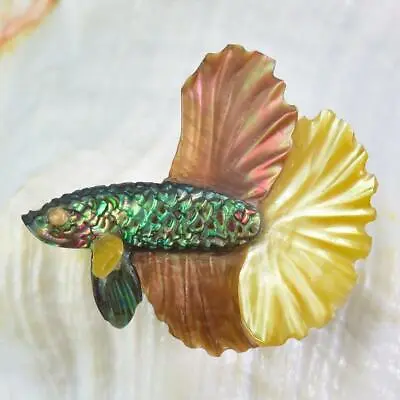 Siamese Fighting Fish Betta Iridescent Multicolor Shell Carving 3.10 G Drilled • $39.95