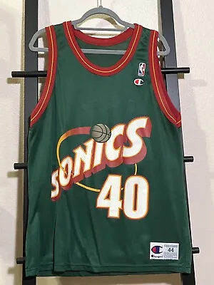$40 • Buy Vintage Shawn Kemp #40 Champion Seattle Super Sonics NBA Basketball Jersey Sz 44