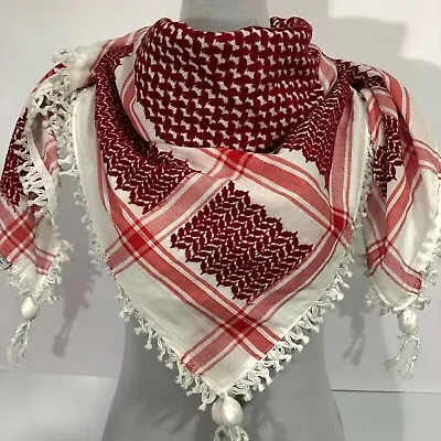 Shemagh Keffiyeh Arab Scarf Original Made In Palestine Red White Kufiya Heavy • $23.23