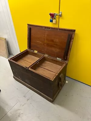 Antique Wooden Blanket Box Chest Trunk • £17.58