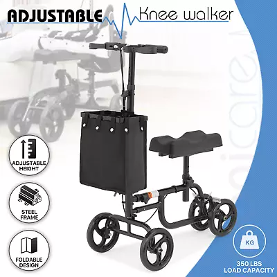 Black Steerable Knee Walker Medical Scooter Foot Injuries Crutches W/7.5  Wheel • $101.99