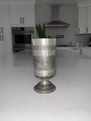 Vintage Mullingar Ireland Pewter Goblet With Hares GTUA Dublin 1986 ~ • $39.99