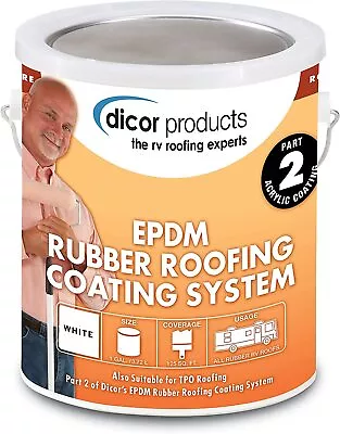 Dicor RPCRC1 White EPDM Rubber Roofing Coating Liner 1 Gallon For RV Vehicle  • $105.97