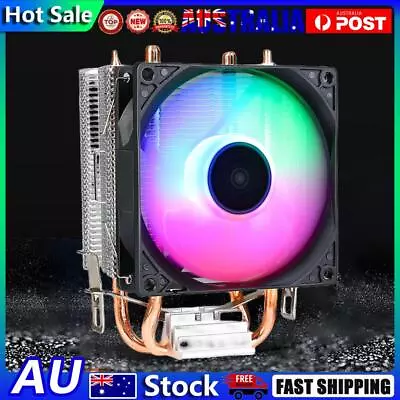 RGB CPU Cooler Radiator Colorful Light Effect 9cm Cooling Fan Mute For INTEL AMD • $15.39