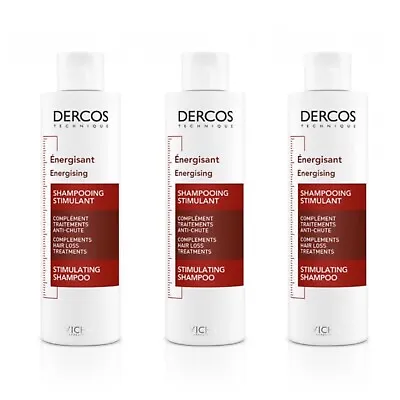 Pack 3x Vichy Dercos Energising Shampoo For Hair Loss 200ml. Total 600ml • $42.99