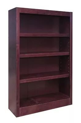 Cherry Finish Wooden 4 Shelf Bookcase Storage Bookshelf Office Library Shelves • $296.90