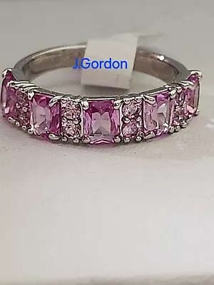 Bomb Party Ring RBP7172 The Celeste Ring Pink Corundum Rhodium New Size 8 • $8