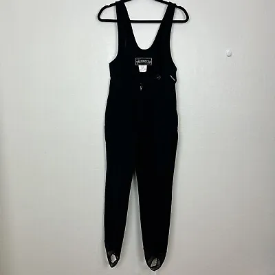 Vtg Obermeyer Wool Blend Ski Bib One Piece Stirrup Snow Pants Suit Black Sz 8 • $40.80