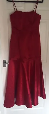 Size 10 Red Mermaid Tail Bridesmaid Dress Lace Up Back Removable Straps • £19.99