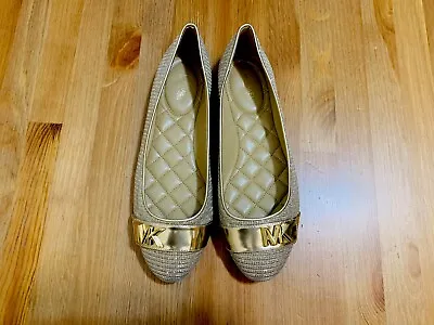 Michael Kors MK Logo Slip On Flat Ballet Shoes Metallic Gold NWOB Size 10 • $69.99