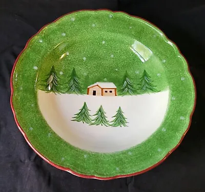 The Cellar Log Cabin Christmas Snowy Winter Dinnerware 10 1/2  DINNER PLATE • $13.25