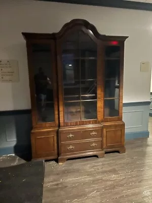 Ornate Wood And Glass Armoire / China Cabinet • $1100