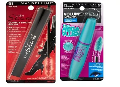 Maybelline Mascara Bundle With Lash Stiletto & Mega Plush Waterproof Very Black • $16.99