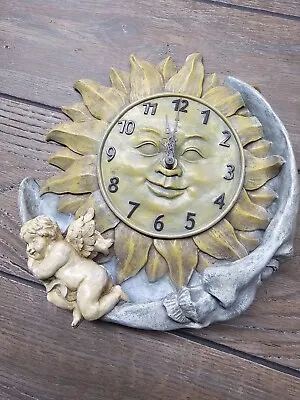 Vtg Htf Rare Sun Man Moon Rays Cherub Sleeping Nursery Wall Clock Unique *Read* • $39.95