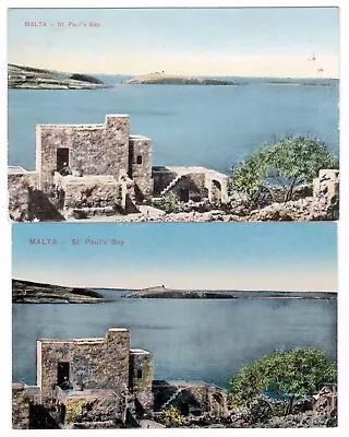 MALTA St Paul's Bay 2 Old Printed Postcards Gran Studio & Milan. [13] • £2