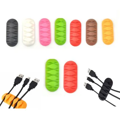 Cable Holder Management Clips Ties Charger Wire Tidy Lead Desk USB Organizer NEW • £2.27