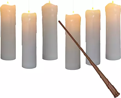 Leejec 6pcs Flickering Flameless Pillar Floating Candles With Magic Wand Remote • $46.94