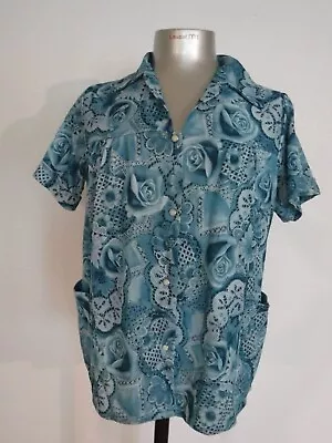 Vintage Women's Smock Blouse Collar Two Pockets Snaps Down Front Large Haband • $18