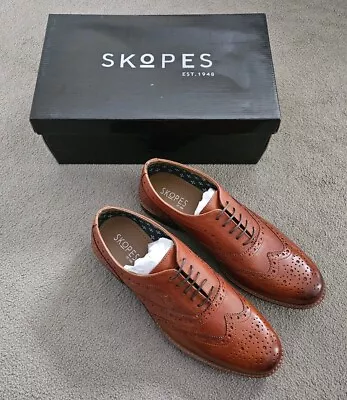 Skopes Brown / Tan Leather Brogue Dress Shoes Men's Size 9 • £30