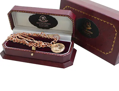 £19.95 • Buy ALBERT Pocket Watch Chain Coin Fob 18k Rose Gold Clad Luxury Case British Queen 