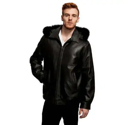Mason & Cooper Men's Lanza Leather/fox Trim Jacket • $275