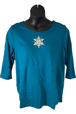 Quacker Factory Fall Fun 3/4 Sleeve T-shirts Snowflake • $19.99