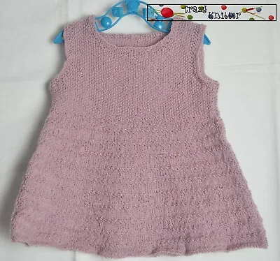 £14.95 • Buy Hand Knitted Baby Sleeveless Pinafore Dress Old Rose 100% Virgin Wool 3-6months