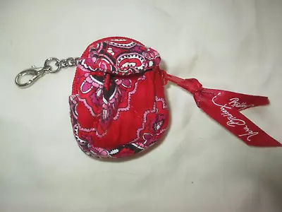 Vera Bradley Charming Backpack Frankly Scarlet Mini Coin Purse Keychain Fob Red • $16.99