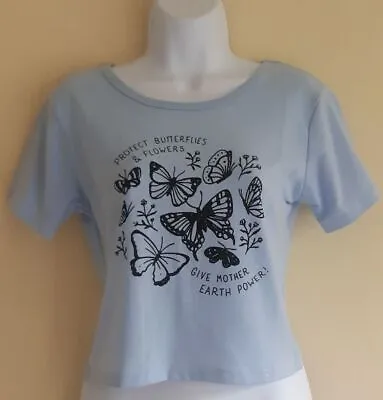 Womens Blue Zaful Mother Earth T-Shirt Top Cotton Blend New With Tags Size M • £1.99