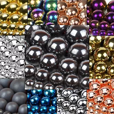 Hematite Beads Jewelry Making Round 4mm 6mm 8mm 10mm 12mm 15” Strand Wholesale • $5.56