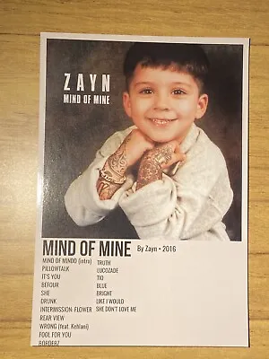 Zayn Malik Mind Of Mine Album Cover Poster -A5 • £4