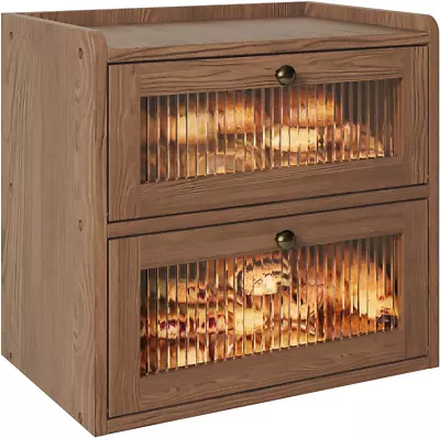 Double Layer Large Bread Box For Kitchen Counter Wooden Corner Bread Storage • $72.36