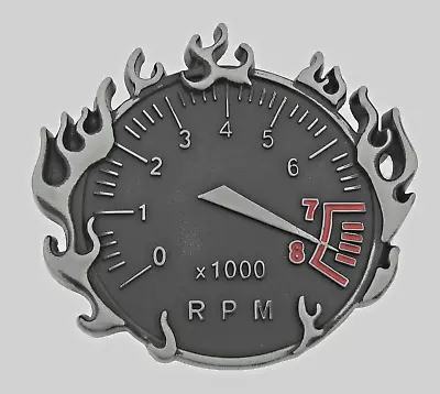 Speedometer Belt Buckle Flaming Vintage Collectible Rare Antiqued Gray Metal Men • $15.70