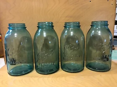 Lot (4) Offset Error Vintage Blue HALF Gallon Ball Canning Mason Jars 2 Quart  • $40